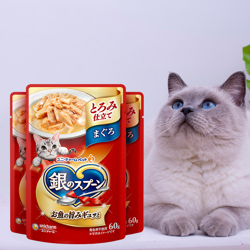 尤妮佳旗下，佳乐滋 猫粮尝鲜零食礼包（银勺猫罐头70g+软包60g）