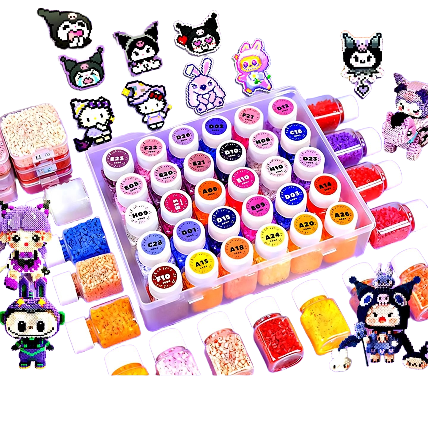 德国拼豆瓶装材料包全套221色融合豆264色diy豪华套装收纳盒工具,淘宝优惠券,粉丝福利购,淘宝优惠卷