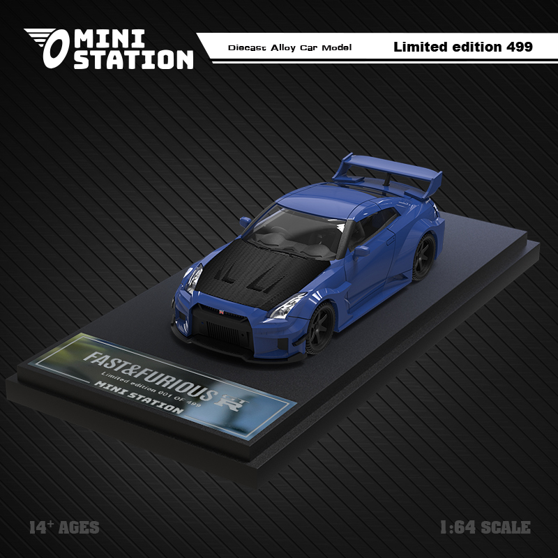 MiniStation1:64 尼桑GTR R35 3.0速度与激情 仿真合金汽车模型 - 图1