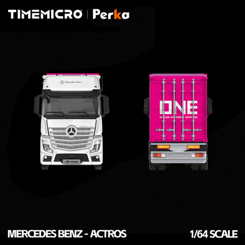 TM & Perka 联名款1:64 奔驰Actros物流货柜车 仿真合金汽车模型 - 图3