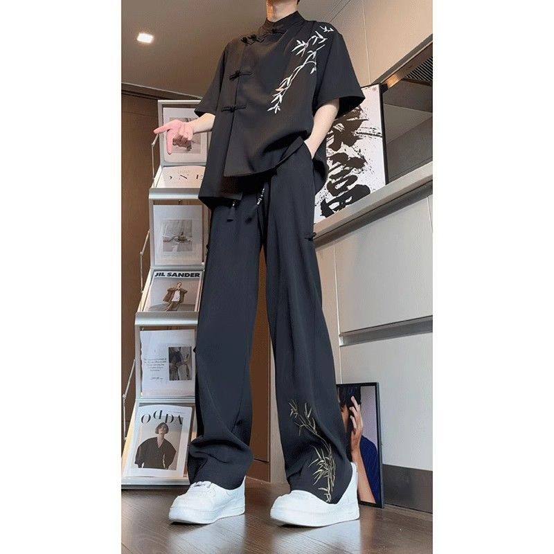 新中式中国风套装男士夏季竹子刺绣痞帅高级感男装国风穿搭一整套,淘宝优惠券,粉丝福利购,淘宝优惠卷