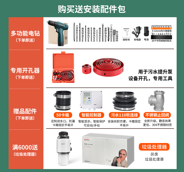 格威斯水泵别墅地下室污水提升器自动切割排污马桶泵污水提升站