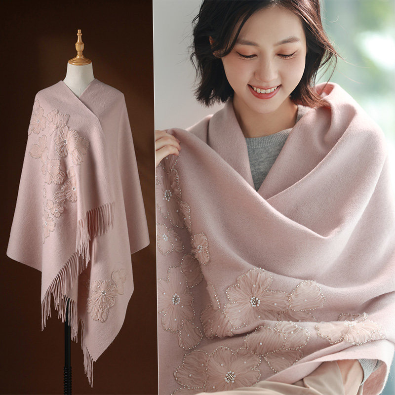 粉色羊毛围巾女冬季斗篷披肩外搭礼盒2025新款高级感披风妈妈送礼,淘宝优惠券,粉丝福利购,淘宝优惠卷