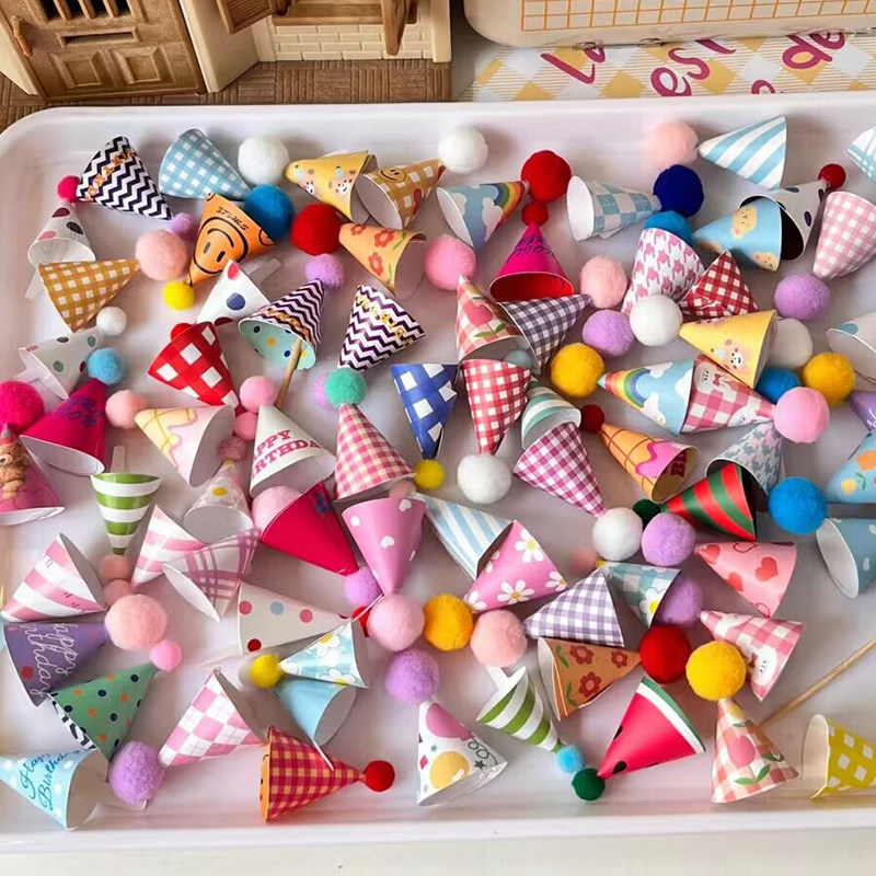 INS格子爱心云朵HBD迷你毛球帽蛋糕装饰可爱冰激凌蜡烛甜品台插件,淘宝优惠券,粉丝福利购,淘宝优惠卷