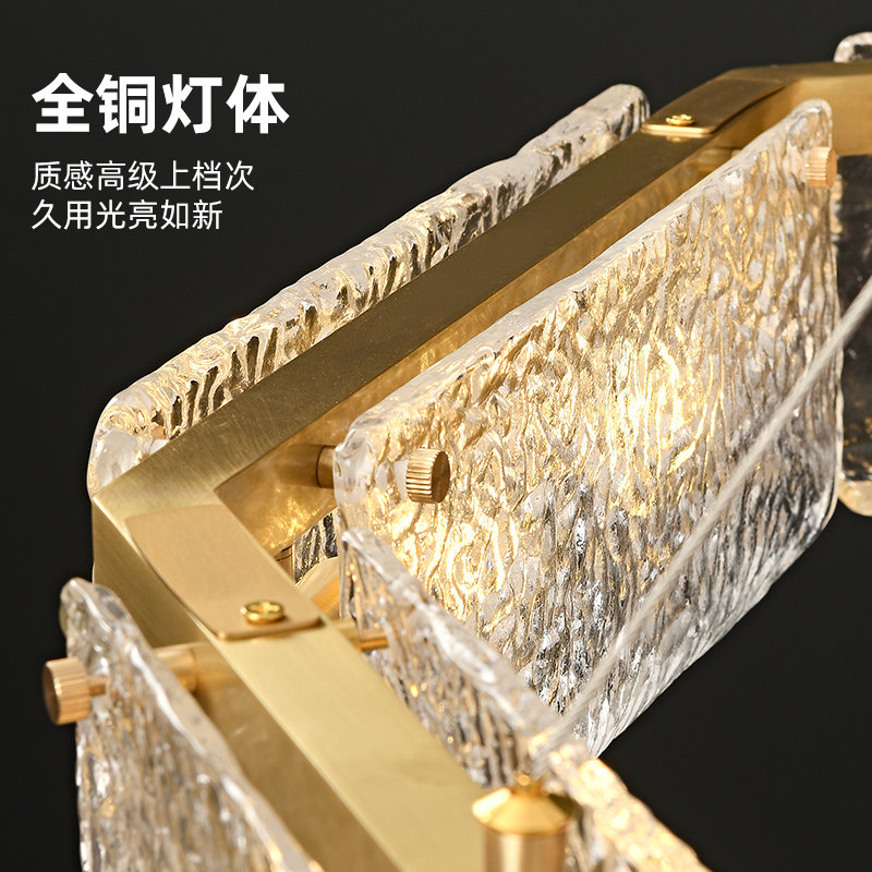 轻奢全铜客厅吊灯现代美式创意水波纹灯具简约餐厅卧室别墅家用灯_虎窝淘
