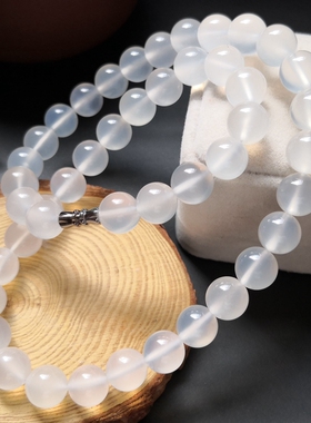 原矿荔枝冻玛瑙圆珠纯冰项链