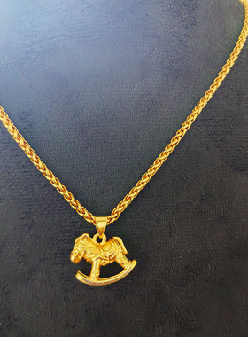 项链国风古法沙金马年吉祥物项链配饰女不掉色马上有钱锁骨链配饰