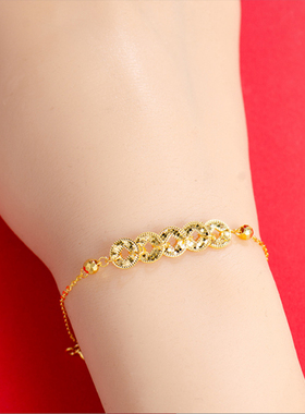 2025新款复古国朝碎冰冰五帝钱币女士时尚手链钱多多手链送礼物