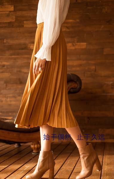 Two-color American style casual street style velvet long skirt