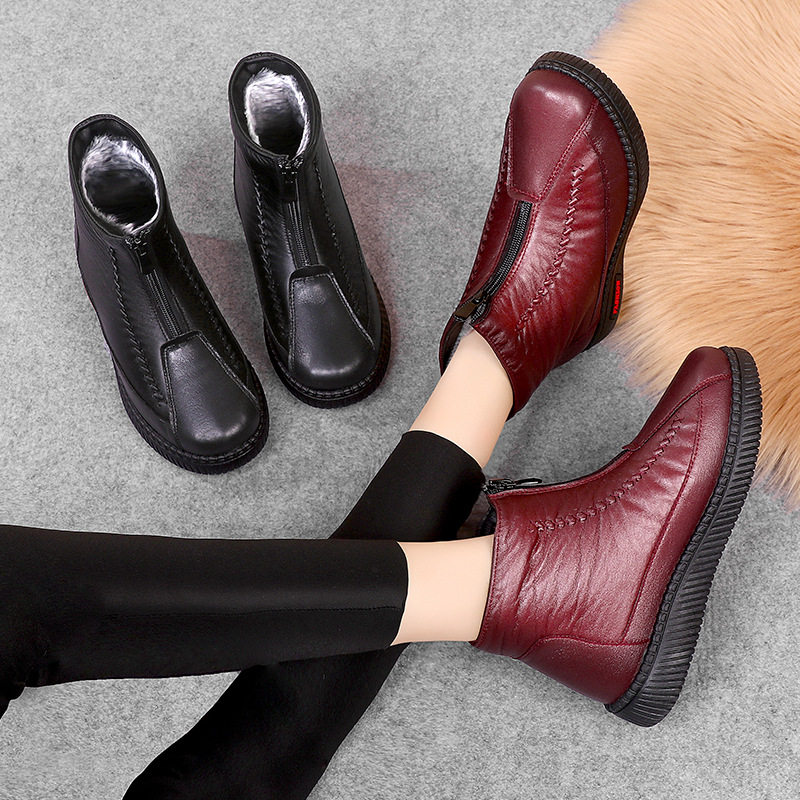 新款妈妈棉鞋女秋冬季加绒平底防滑老人短靴子中老年人保暖雪地靴,淘宝优惠券,粉丝福利购,淘宝优惠卷