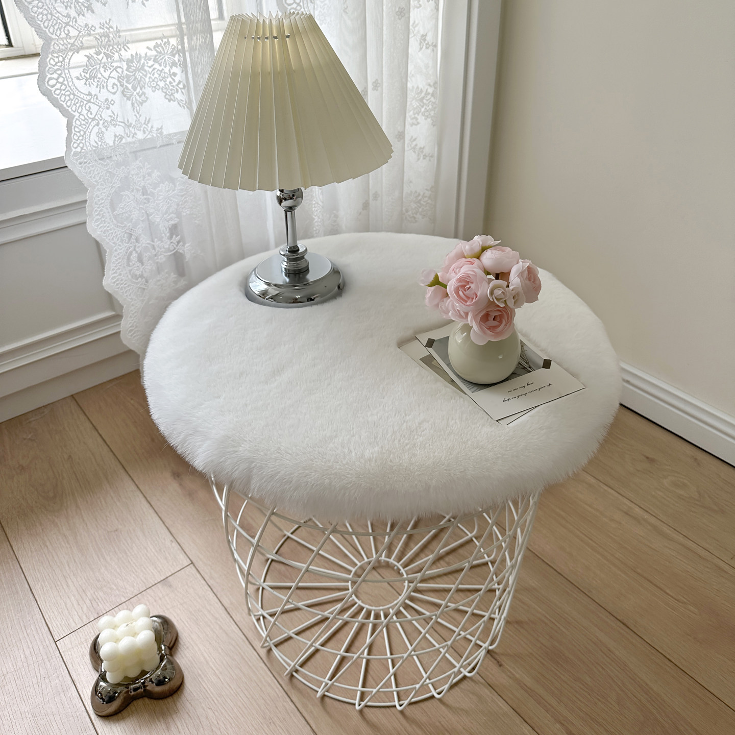 仿兔毛绒圆形桌布卧室地毯床头柜垫子书桌展示垫电视柜毛垫椅垫,淘宝优惠券,粉丝福利购,淘宝优惠卷
