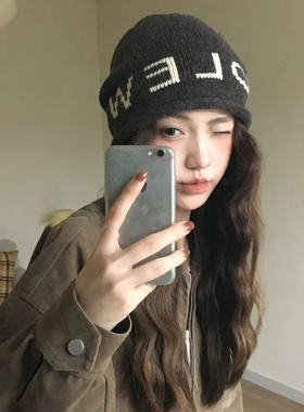 冬季保暖针织堆堆帽显脸小