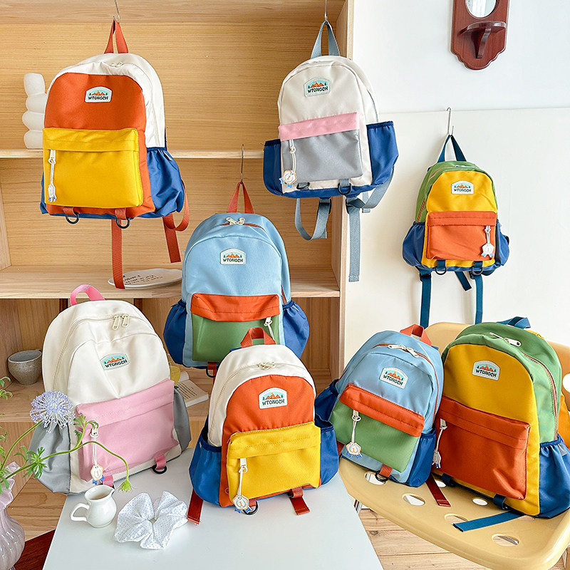 幼儿园儿童书包2025新款女童宝宝双肩包男孩小学生轻便撞色背包
