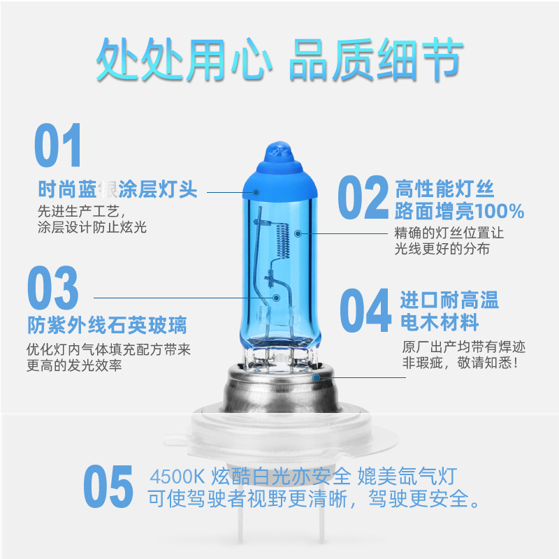 汽车大灯灯泡H1H7H4远近光12V100W氙气灯大功率24V货卡车超亮白光 - 图2