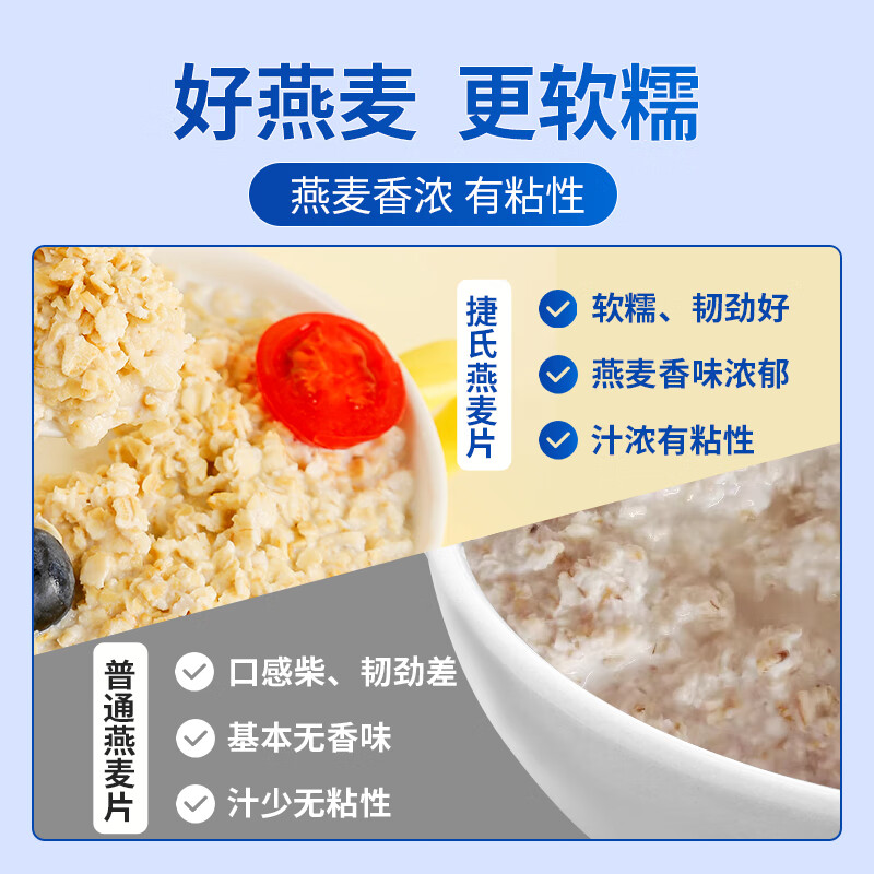 捷氏燕麦片原味1500g麦胚芽黑麦纯燕麦片即食早餐饱腹免煮代餐 - 图1