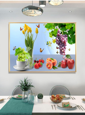 画世纪挂画餐厅装饰画水果酒杯画