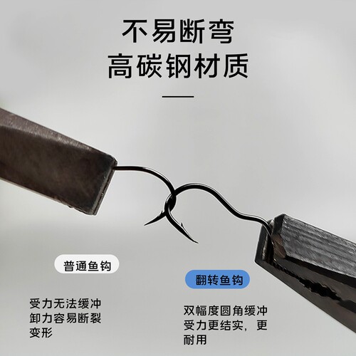 自动翻转鱼钩反转鱼钩正品散装三弯鱼钩绑子线双钩钓鱼防脱口鱼钩 - 图0