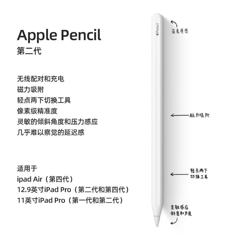 Apple/苹果Pencil 2代电容笔iPadPro平板学习绘画原装手写触控笔 - 图3