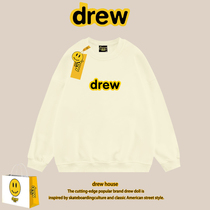 drew smiley face classic letter round collar sweatshirt male loose woman boomer high street Justine bieber pure cotton undershirt