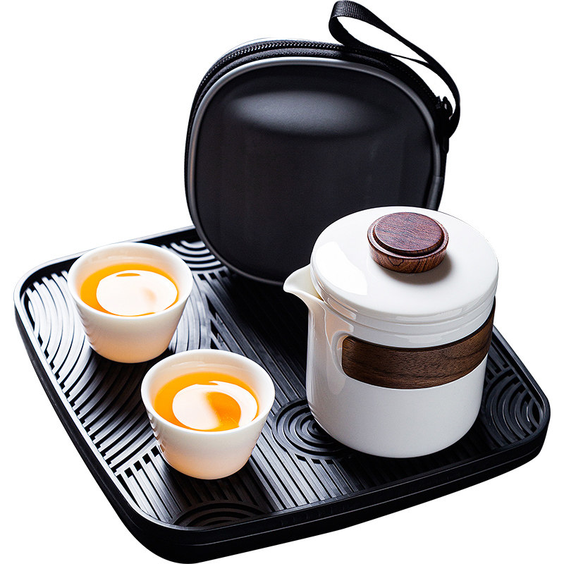 Travel tea set white porcelain hand kettle quick cup