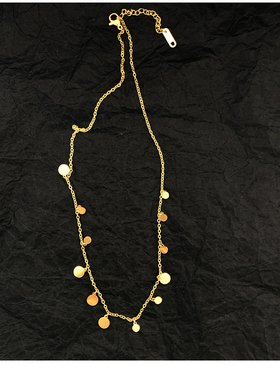 小圆牌18k包金颈链钢防女