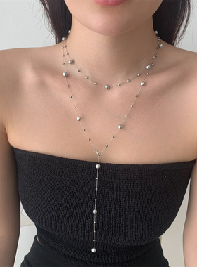 岚屿真多麻高级灰满天星项链