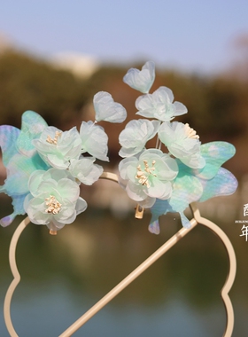 醉流年小牡丹烫花唐风汉服发夹