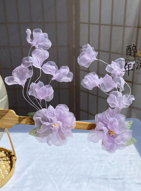 芙蓉绢纱烫花甜美百搭汉服发饰