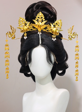 大明贵女汉服头饰凤冠金色贵气