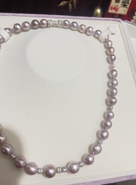 槿紫色巴洛克仙女粉紫色珍珠项链ins风格温柔气质款