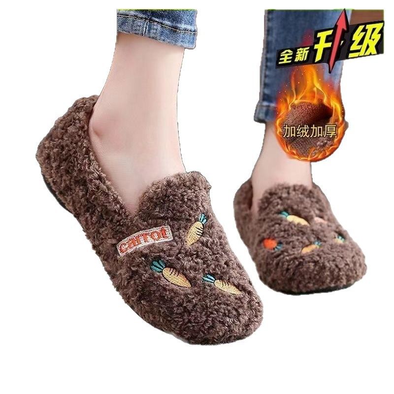 2025冬季新款加绒毛毛鞋子女休闲时尚女防滑软底加厚平底豆豆棉鞋,淘宝优惠券,粉丝福利购,淘宝优惠卷