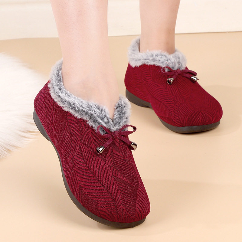 冬季新款中老年加厚雪地靴妈妈棉鞋加绒女士棉鞋软底蝴蝶结女棉鞋,淘宝优惠券,粉丝福利购,淘宝优惠卷