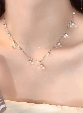 透明水滴吊坠项链气质清冷