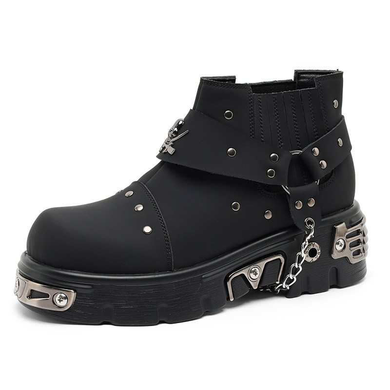 Subculture Martin boots men's thick-soled heightening short boots cos personality punk style work boots high-end Chelsea boots
