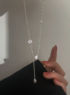 纯银小蛮腰项链女轻锆石