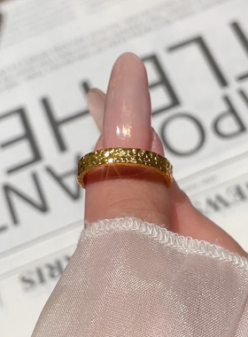 金色碎冰冰戒指女小众高级感个性开口可调节指环超闪碎碎冰食指戒