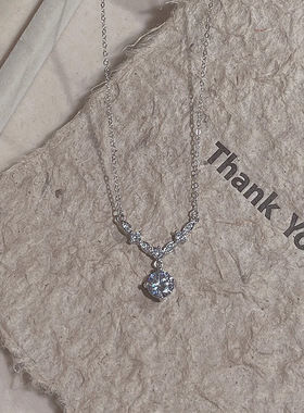 爆闪水滴项链女小众轻奢高级感锆石吊坠精致气质锁骨链女友礼物