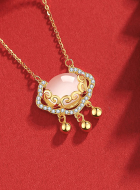 如意平安锁项链女小众轻奢白玉