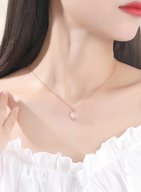 玉髓猫咪项链女轻奢小众设计