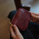 Vegetable tanned cowhide niche retro double zipper coin purse