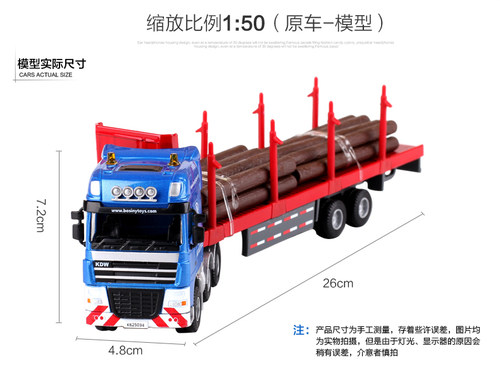 凯迪威625034合金工程车模型1:50木材运输车 拖挂车卡车 金属模型 - 图1