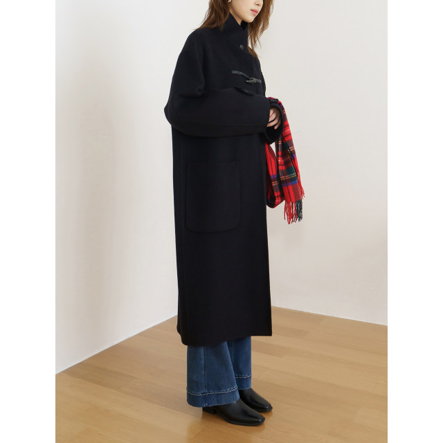 floradance牛角扣双面呢大衣女秋冬高智感气质中长款绵羊毛呢外套