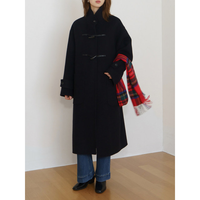 floradance牛角扣双面呢大衣女秋冬高智感气质中长款绵羊毛呢外套