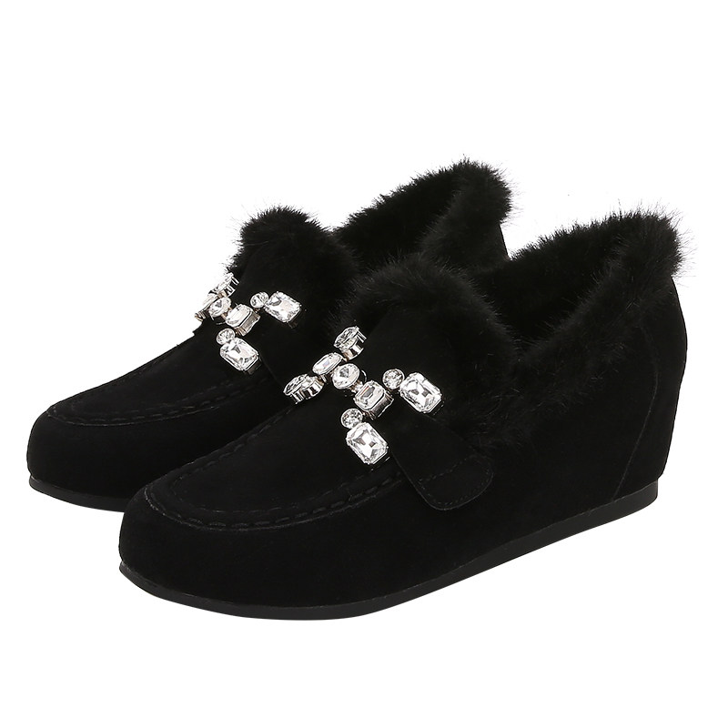 2025新款内增高豆豆鞋加绒厚底保暖貂毛棉鞋水钻毛毛鞋女冬季外穿,淘宝优惠券,粉丝福利购,淘宝优惠卷