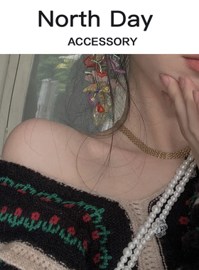 稀缺jue版  欧美chic时髦mini宝石choker钛钢18K金网链编织项链女