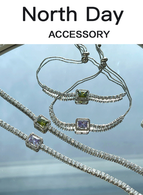 方块锆石宝石经典choker