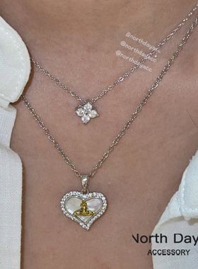 实用长期主义 洗澡不用摘高碳钻宝石纯银四叶草mini花朵项链耳钉