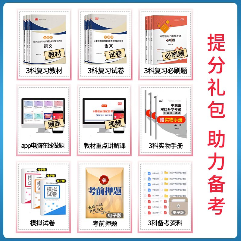 备考2025安徽对口升学复习资料中职生分类招生考试语文数学英语教材试卷真题安徽省中专升大专职高扩招单招考试复习资料春招分类 - 图0