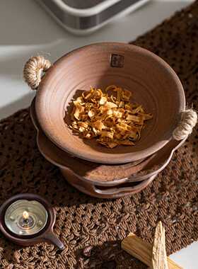 老岩泥花瓣形香薰炉蜡烛加热烤茶炉陶瓷扩香炉家用茶叶烘烤提香器