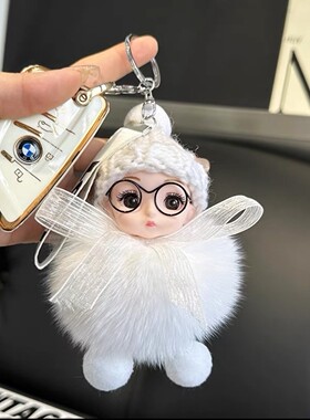 真狐狸毛可爱钥匙扣包挂件